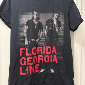 Florida Georgia Line Black Graphic Tee - Band Logo Shirt 2015 Concert Line-Up